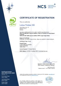 Certicate PEFC COC Lotus Timber OÜ 0009 v1